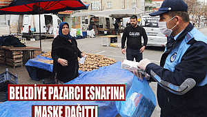 BELEDİYE PAZARCI ESNAFINA MASKE DAĞITTI