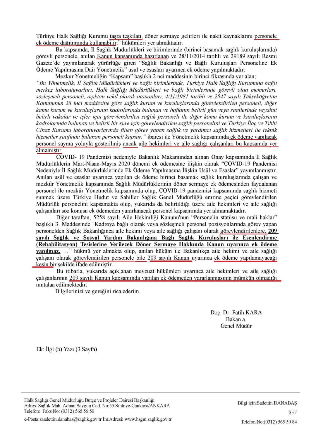 HALK SAĞLIĞI GENEL MÜDÜRLÜĞÜ KENDİ PERSONELİNİN HAKKINI KORUYAMIYOR