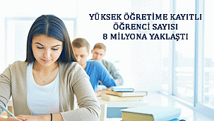 YÜKSEK ÖĞRETİME KAYITLI ÖĞRENCİ SAYISI 8 MİLYONA YAKLAŞTI