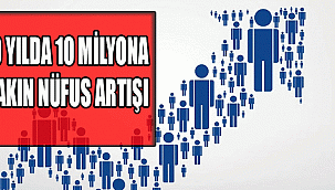 10 YILDA 10 MİLYONA YAKIN NÜFUS ARTIŞI