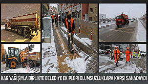 KAR YAĞIŞIYLA BİRLİKTE BELEDİYE EKİPLERİ OLUMSUZLUKLARA KARŞI SAHADAYDI