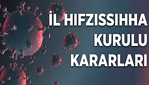 Karaman İl Umumi Hıfzıssıhha Kurulu'nun 19.03.2021 tarihli ve 19 Numaralı Kararı