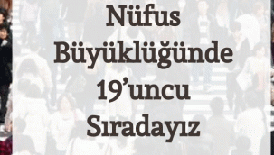 NÜFUS BÜYÜKLÜĞÜNDE 19’UNCU SIRADAYIZ