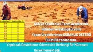 EKİLİŞLERİ KURAKLIKTAN ZARAR GÖREN ÇİFTÇİLERİMİZE VERİM KAYBI DESTEKLEMESİ YAPILACAK