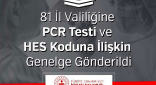 81 İl Valiliğine PCR Testi ve HES Koduna İlişkin Genelge Gönderildi