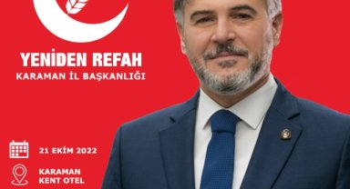  Yeniden Refah Partisi Karaman İl Başkanı Ahmet TAŞKIRAN Ekim Ayı İl Divan toplantısına halkı davet etti.