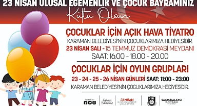 KARAMAN BELEDİYESİ’NDEN ÇOCUKLARA 23 NİSAN HEDİYESİ